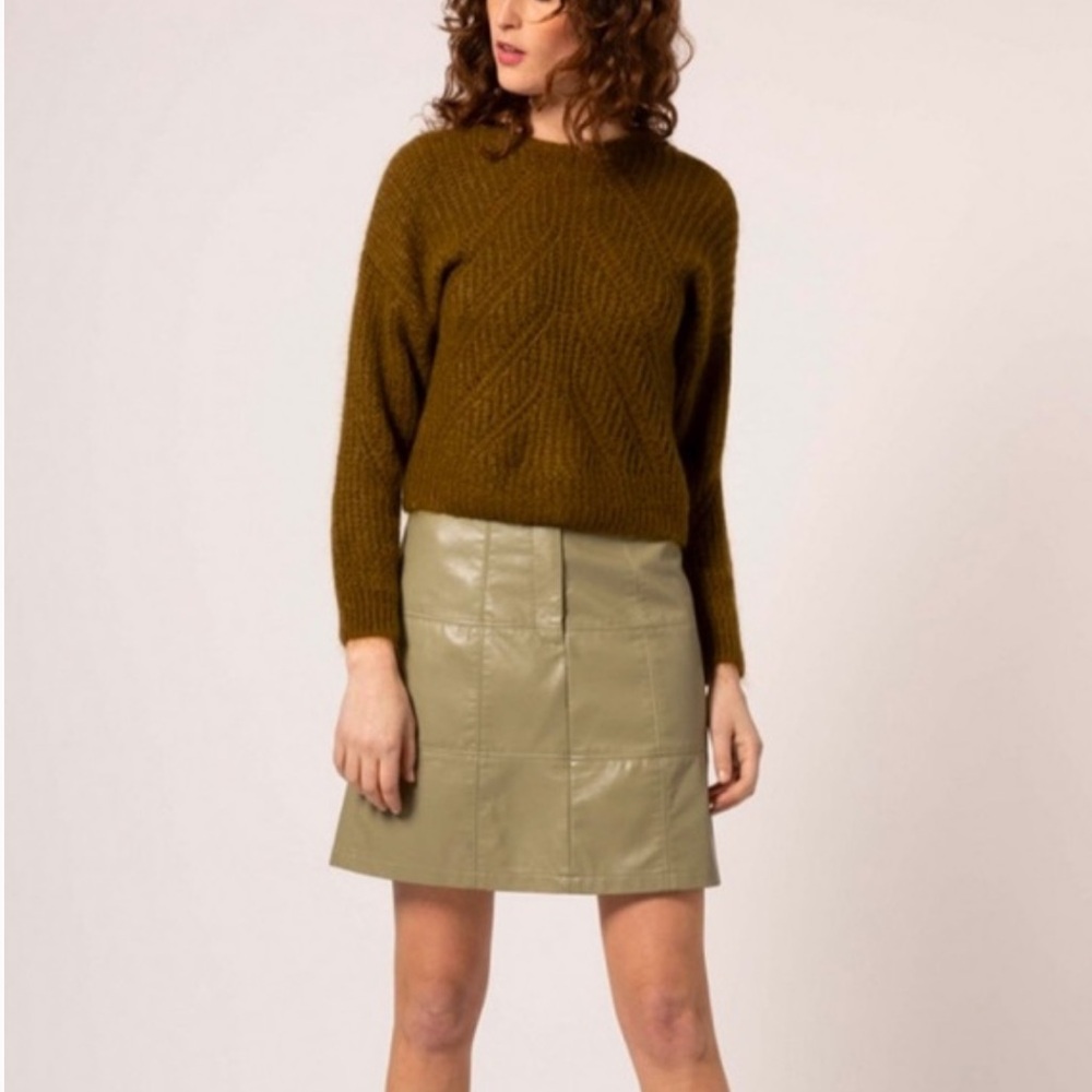 FRNCH green faux leather skirt